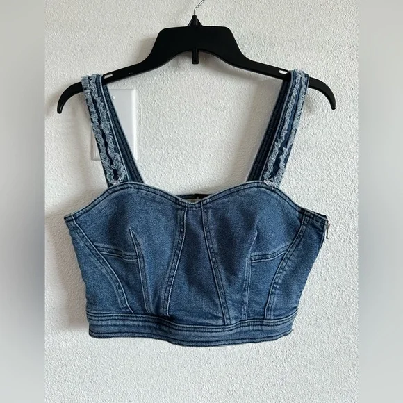 7 For All Mankind denim crop top - Picture 1 of 6